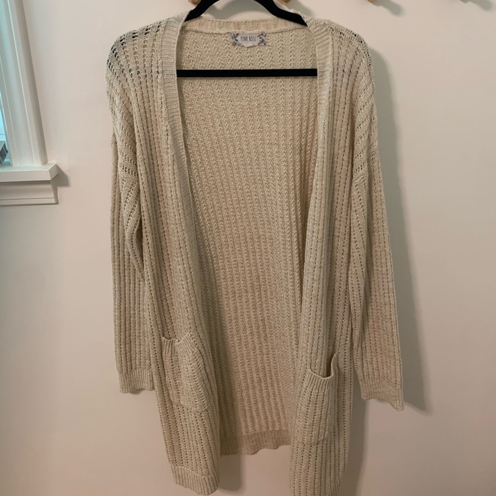 Pink Rose Cream Cardigan